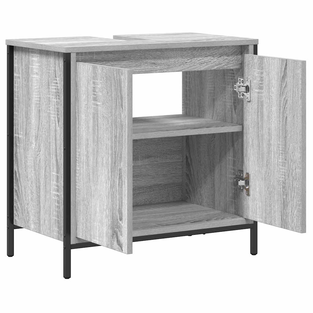 vidaXL Waschbeckenunterschrank Grau Sonoma 60x34,5x60 cm