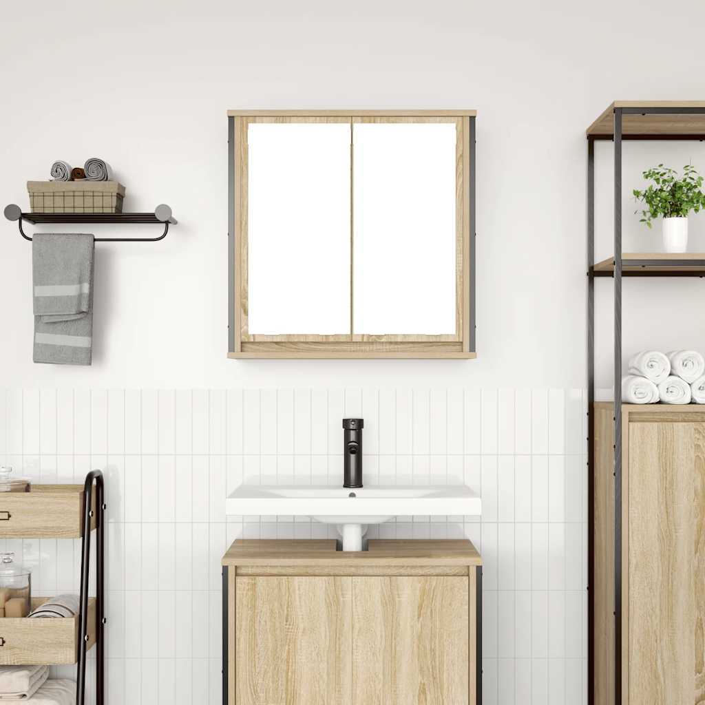 vidaXL Bad-Wandschrank mit Spiegel Sonoma-Eiche 60x21x60 cm