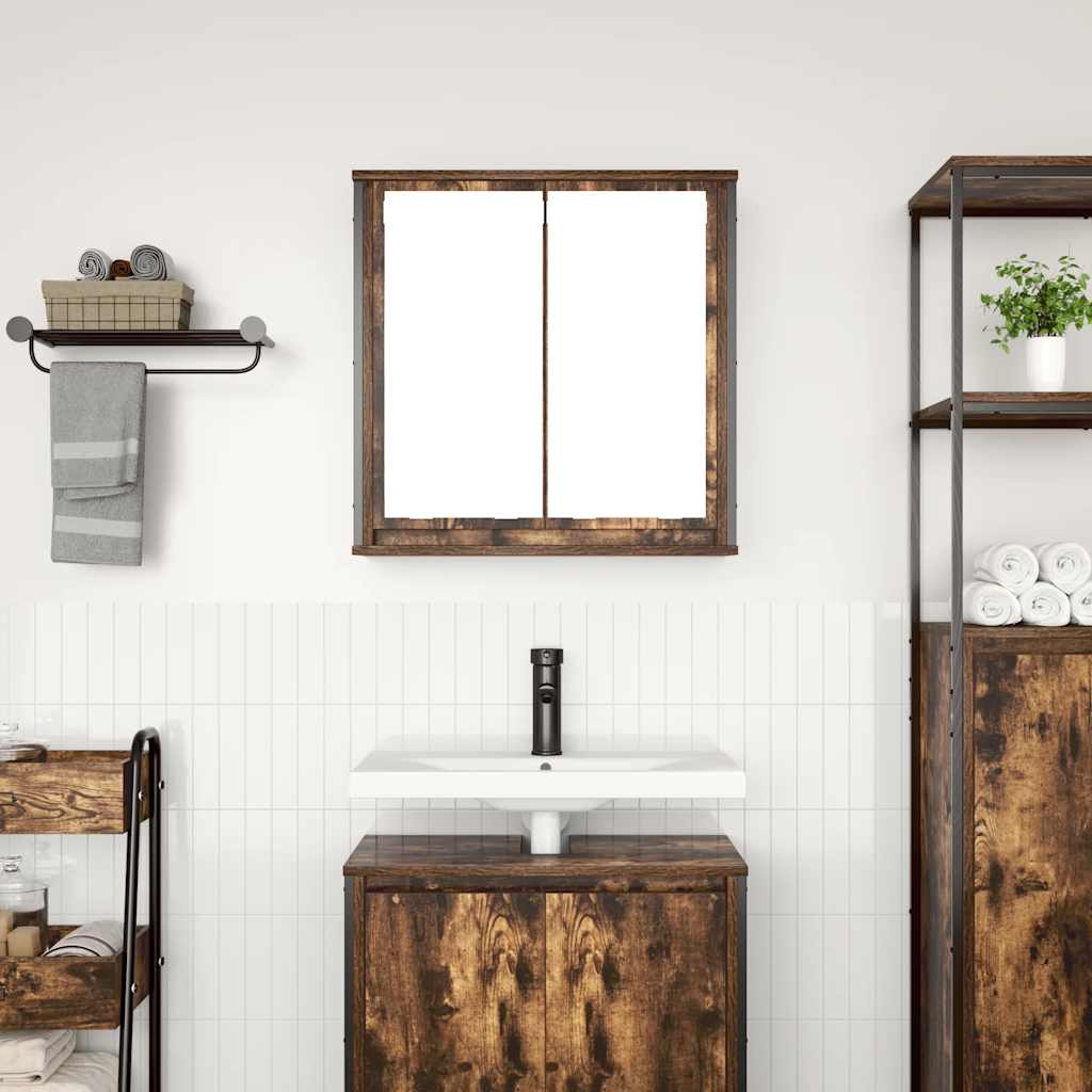vidaXL Bad-Wandschrank mit Spiegel Räuchereiche 60x21x60 cm