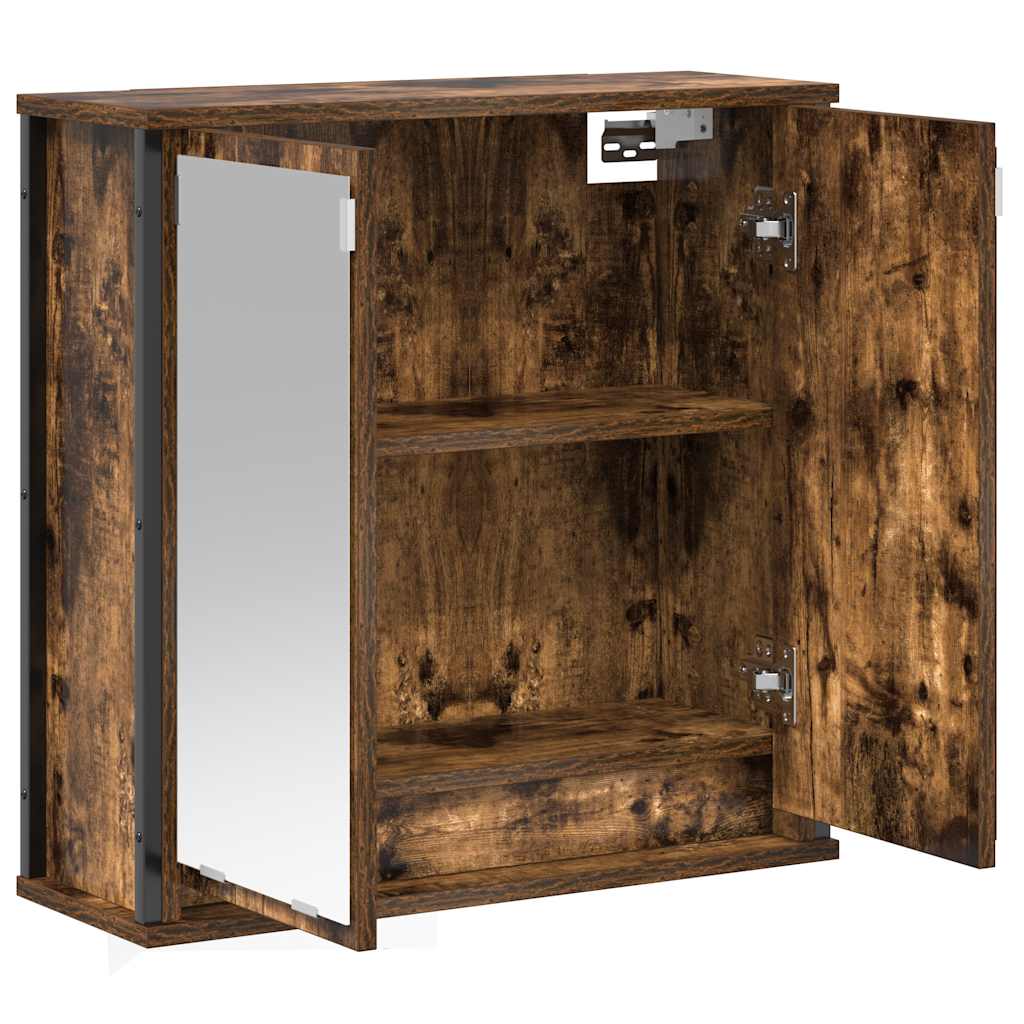 vidaXL Bad-Wandschrank mit Spiegel Räuchereiche 60x21x60 cm