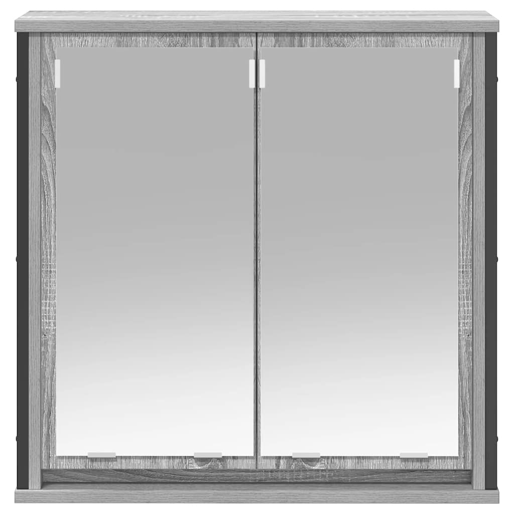 vidaXL Bad-Wandschrank mit Spiegel Grau Sonoma 60x21x60 cm