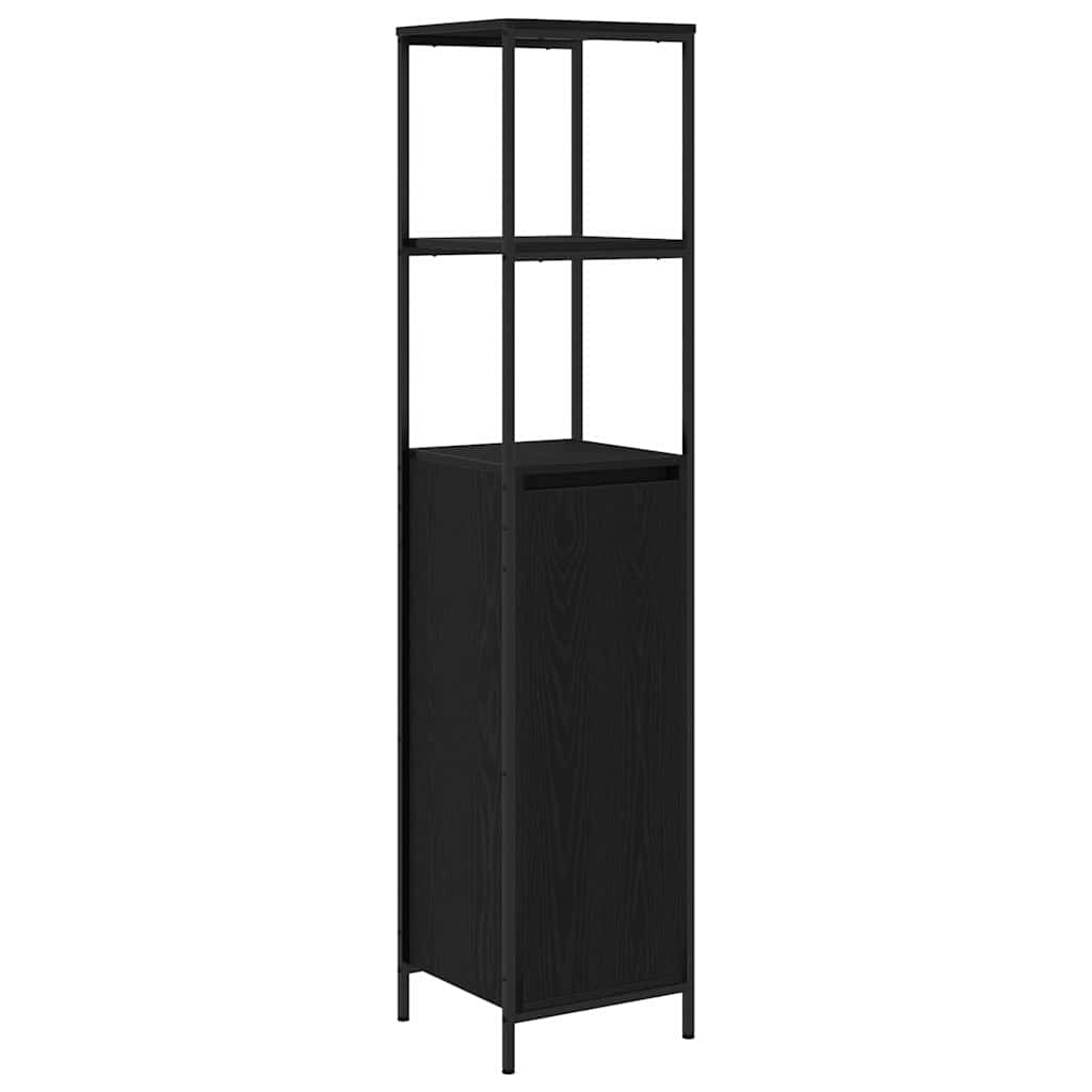 vidaXL Badschrank mit Regalen Schwarz Eichen-Optik 36x35x165 cm