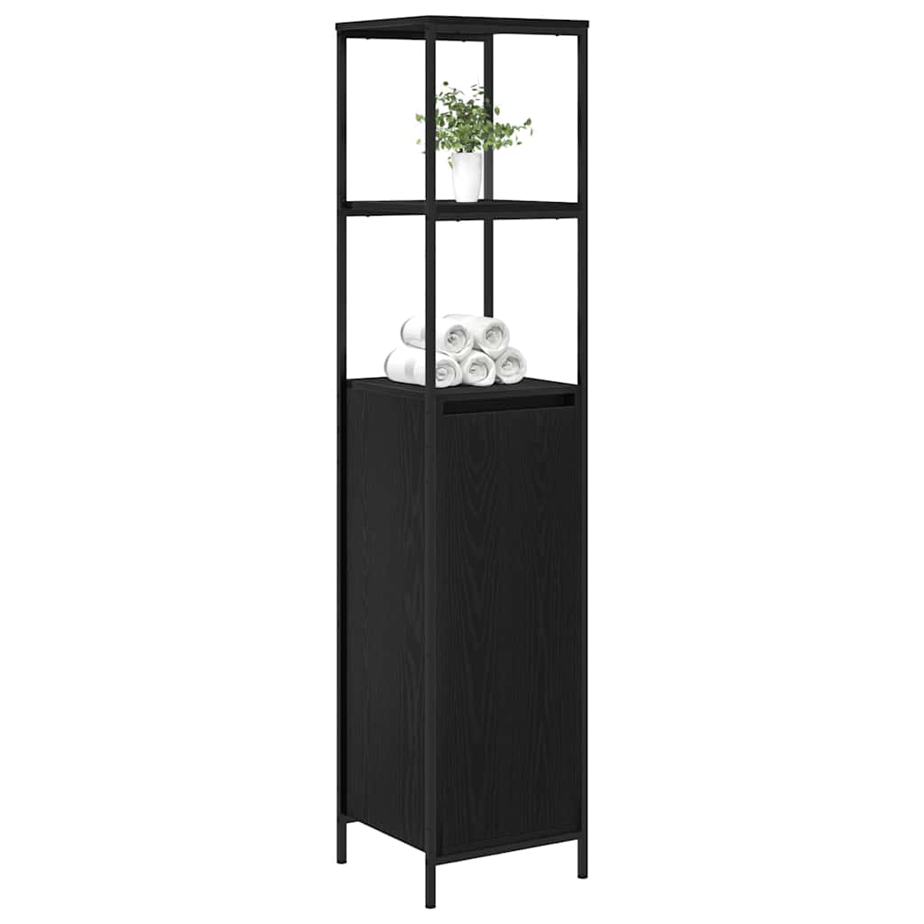 vidaXL Badschrank mit Regalen Schwarz Eichen-Optik 36x35x165 cm