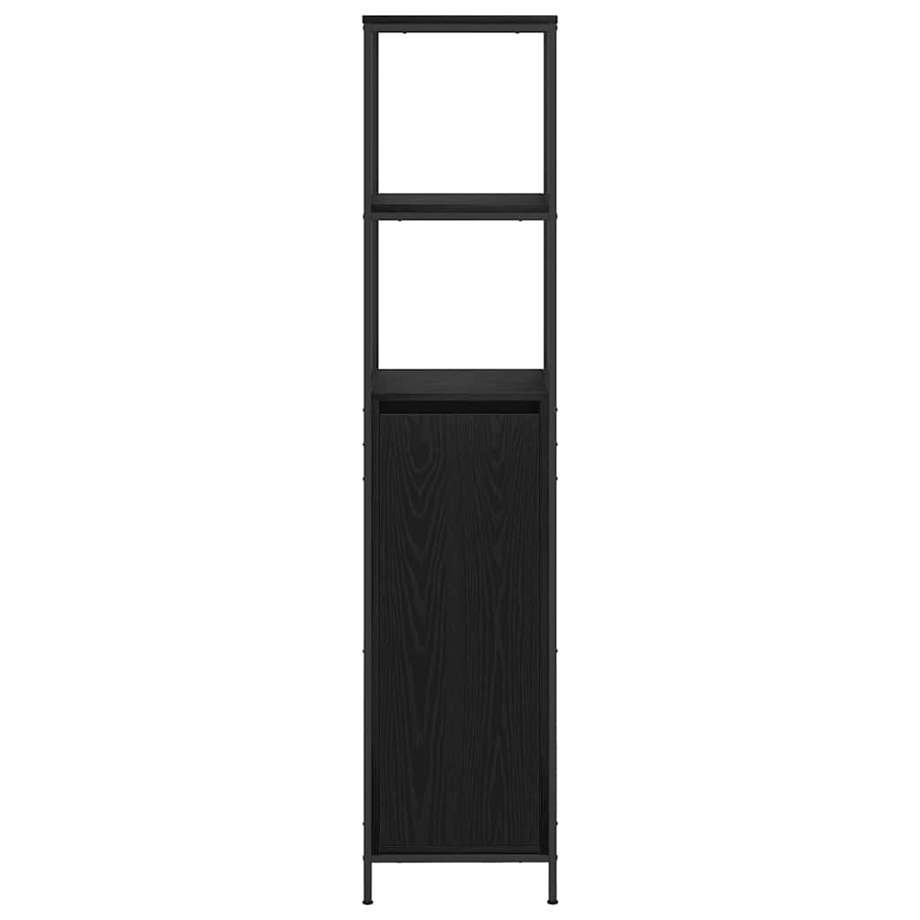 vidaXL Badschrank mit Regalen Schwarz Eichen-Optik 36x35x165 cm