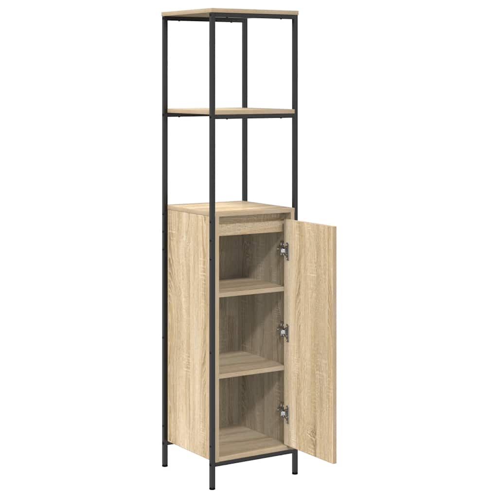 vidaXL Badschrank mit Regalen Sonoma-Eiche 36x35x165 cm