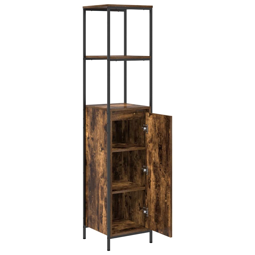 vidaXL Badschrank mit Regalen Räuchereiche 36x35x165 cm