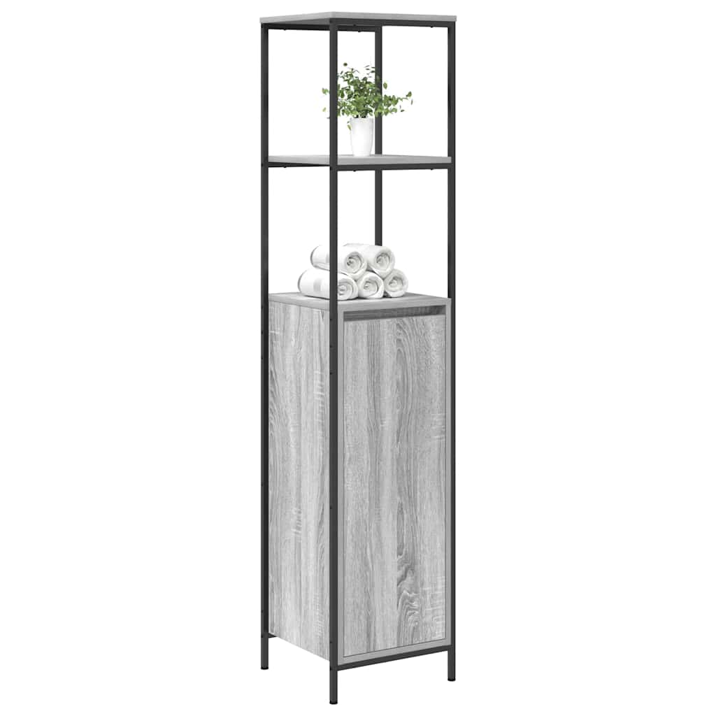 vidaXL Badschrank mit Regalen Grau Sonoma 36x35x165 cm