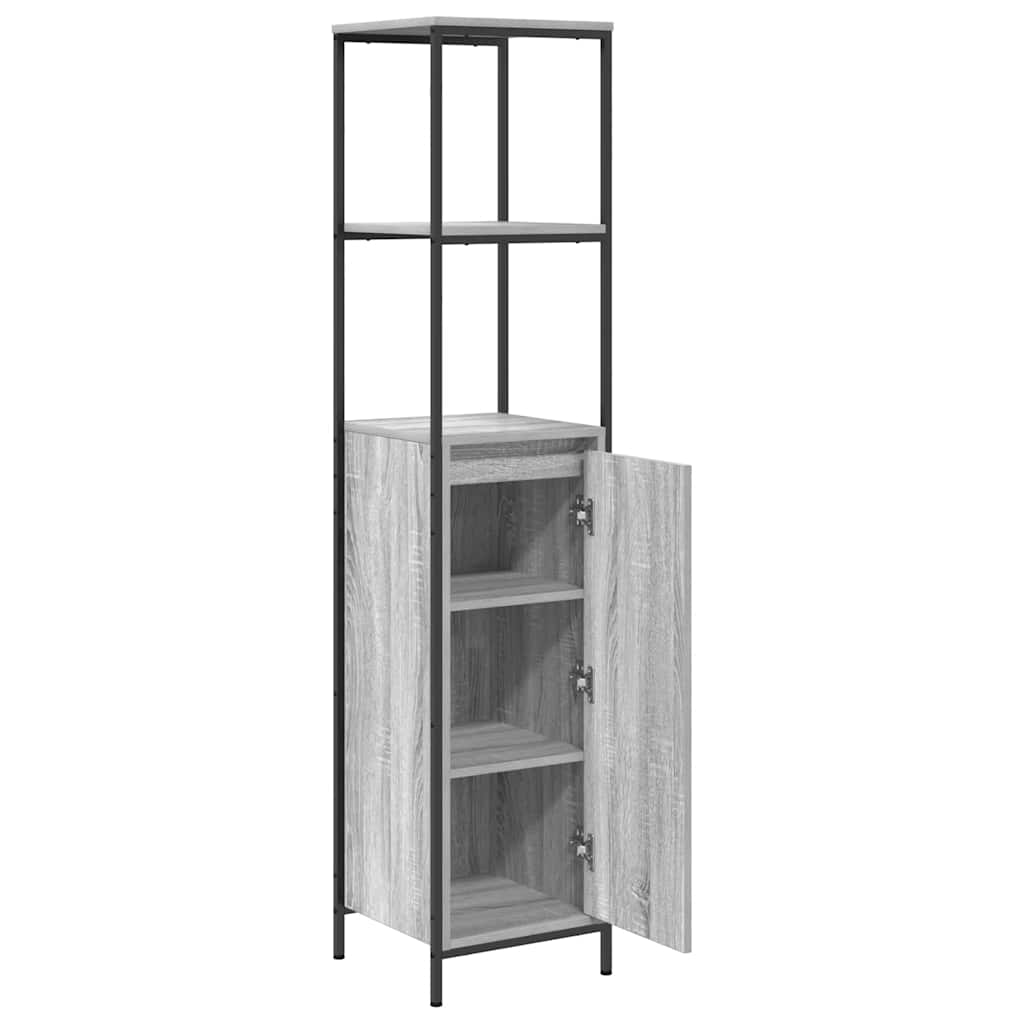 vidaXL Badschrank mit Regalen Grau Sonoma 36x35x165 cm