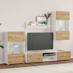 vidaXL 5-tlg. Wohnwand mit LED-Beleuchtung Artisan-Eiche Holzwerkstoff