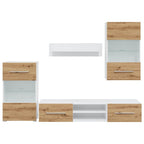vidaXL 5-tlg. Wohnwand mit LED-Beleuchtung Artisan-Eiche Holzwerkstoff