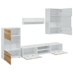 vidaXL 5-tlg. Wohnwand mit LED-Beleuchtung Artisan-Eiche Holzwerkstoff