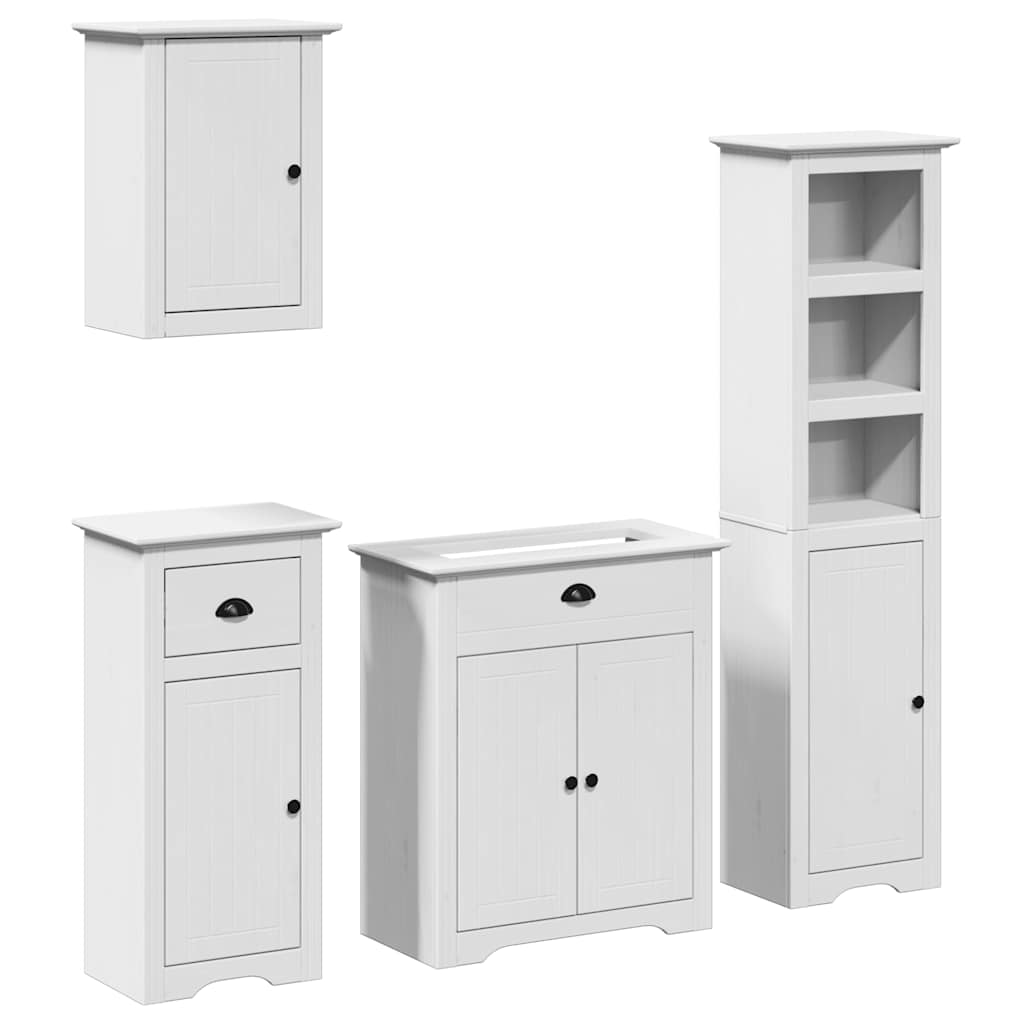 vidaXL 4-tlg. Badmöbel-Set BODO Weiß Massivholz Kiefer
