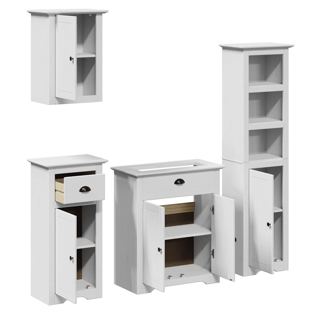 vidaXL 4-tlg. Badmöbel-Set BODO Weiß Massivholz Kiefer