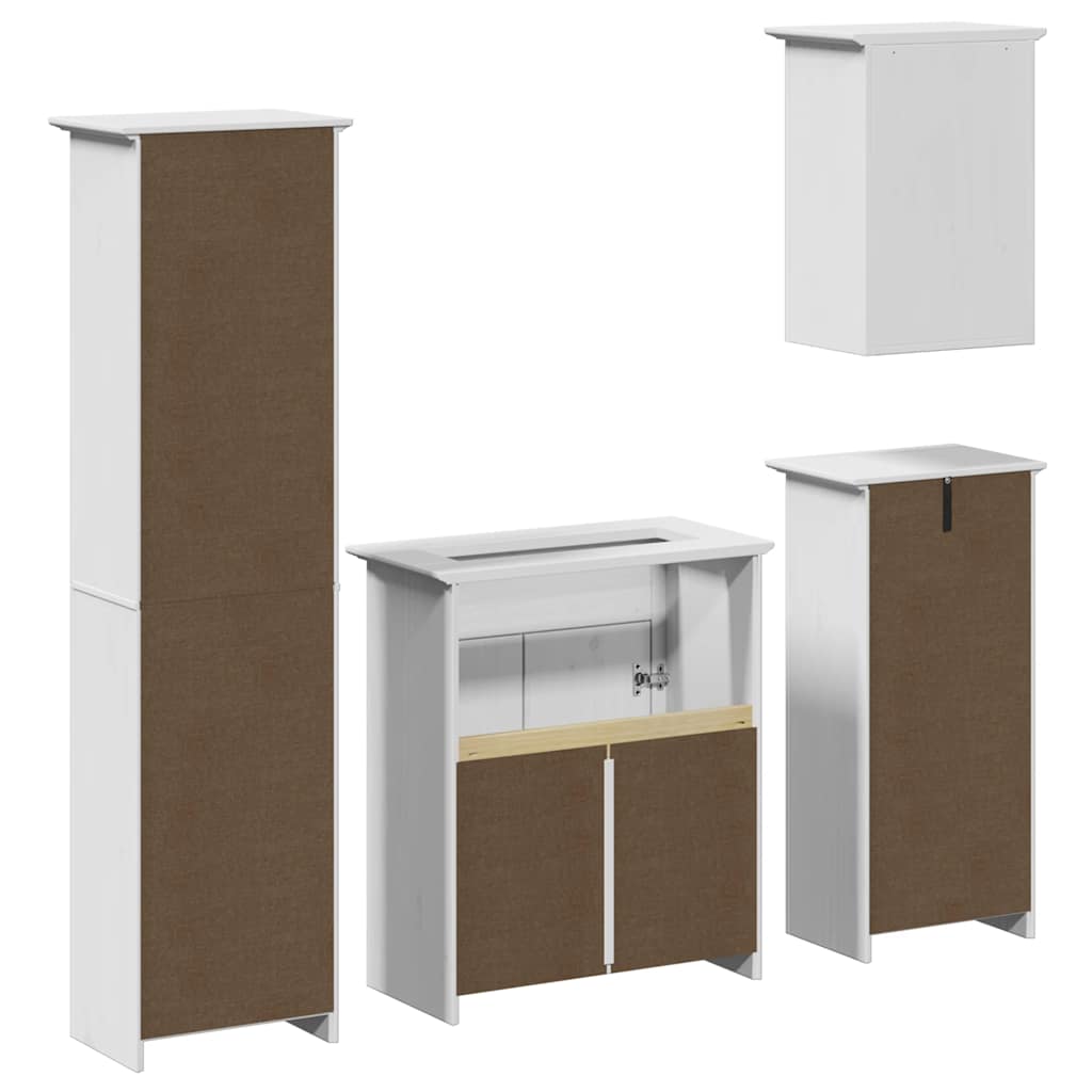 vidaXL 4-tlg. Badmöbel-Set BODO Weiß Massivholz Kiefer