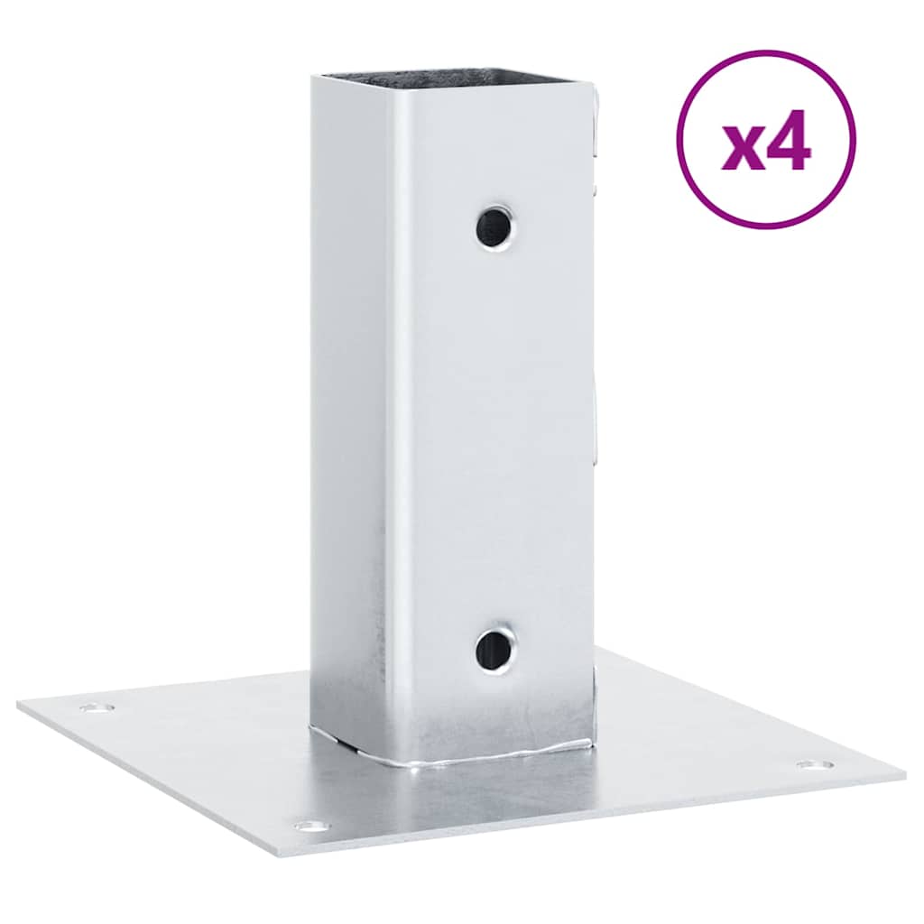 vidaXL Pfostenträger Quadratisch 4Stk. Silber 46x46mm Verzinkter Stahl