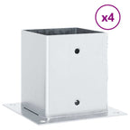 vidaXL Pfostenträger Quadratisch 4Stk. Silber 101x101mm Stahl Verzinkt