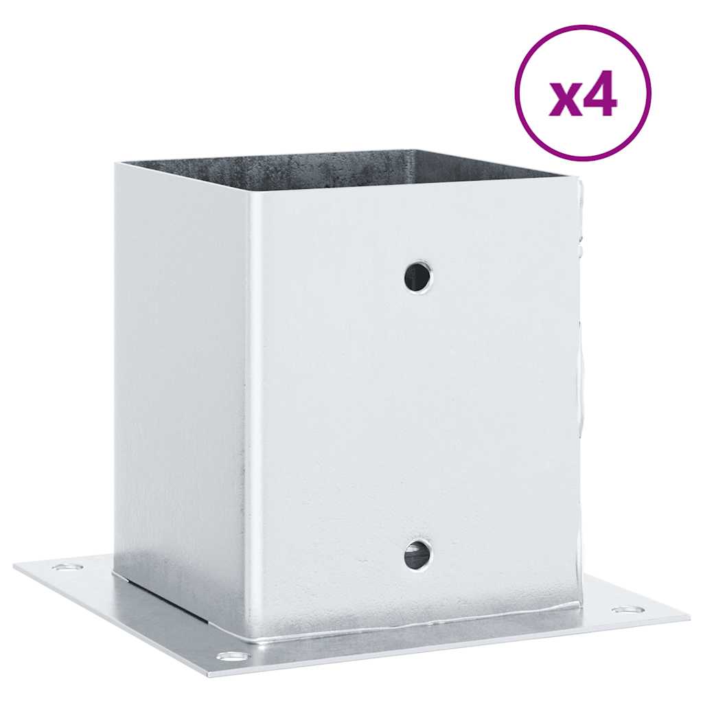 vidaXL Pfostenträger Quadratisch 4Stk. Silber 101x101mm Stahl Verzinkt