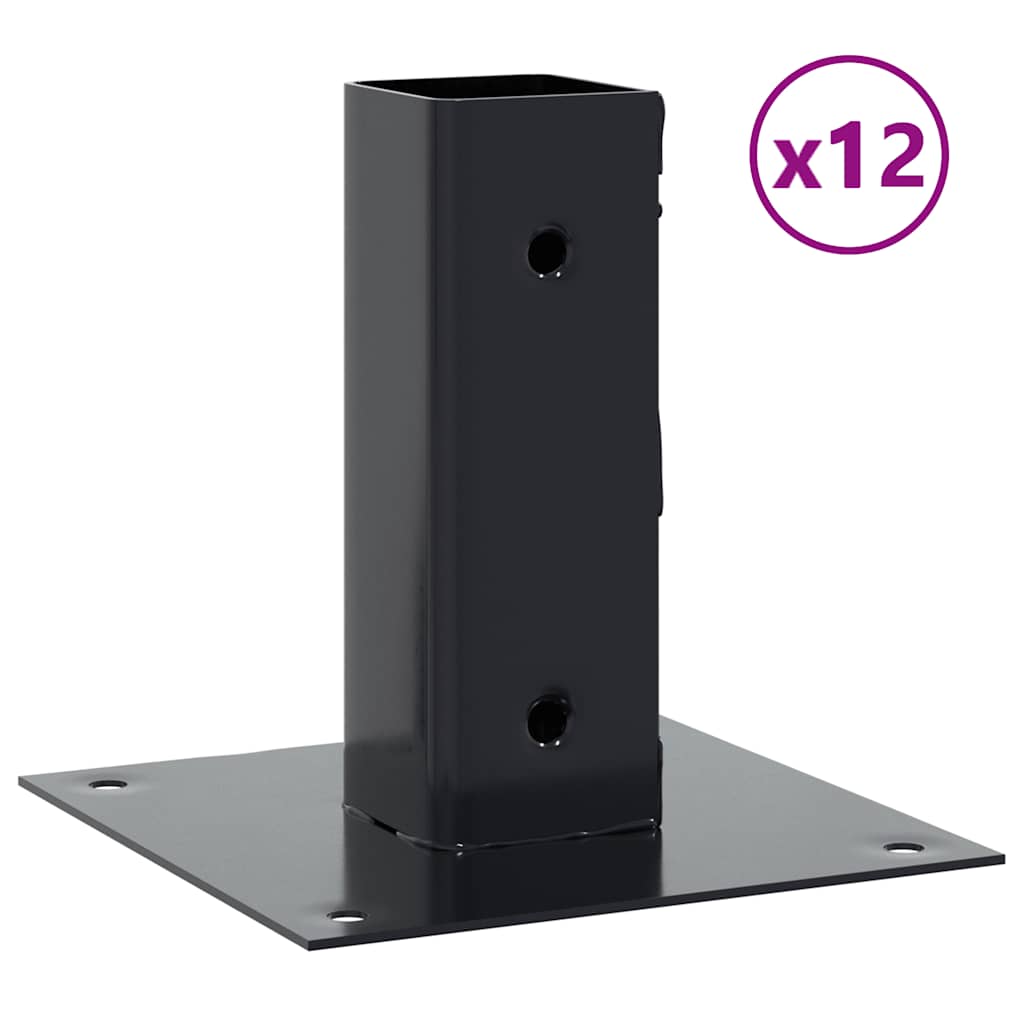 vidaXL Pfostenträger Quadrat 12 Stk. 46x46mm Pulverbeschichteter Stahl