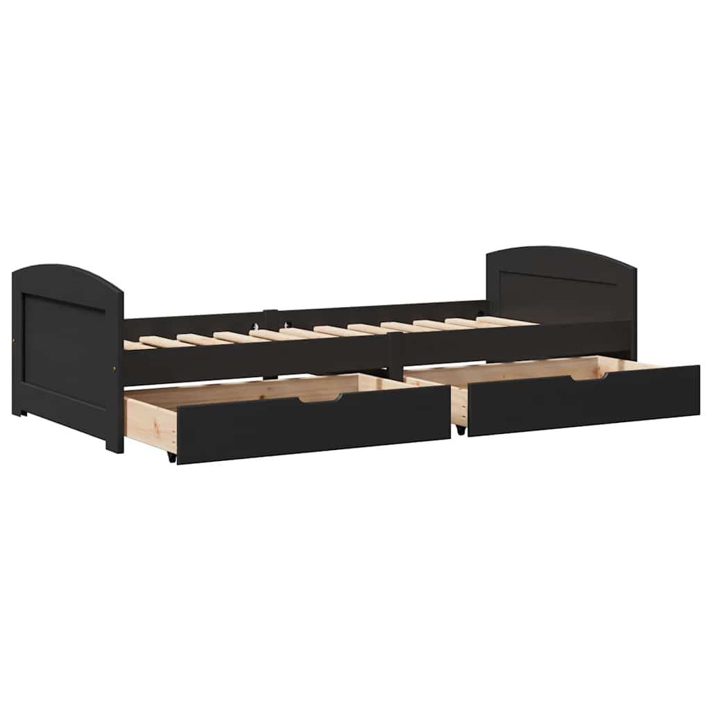 vidaXL Tagesbett mit 2 Schubladen ohne Matratze IRUN Schwarz 90x200cm