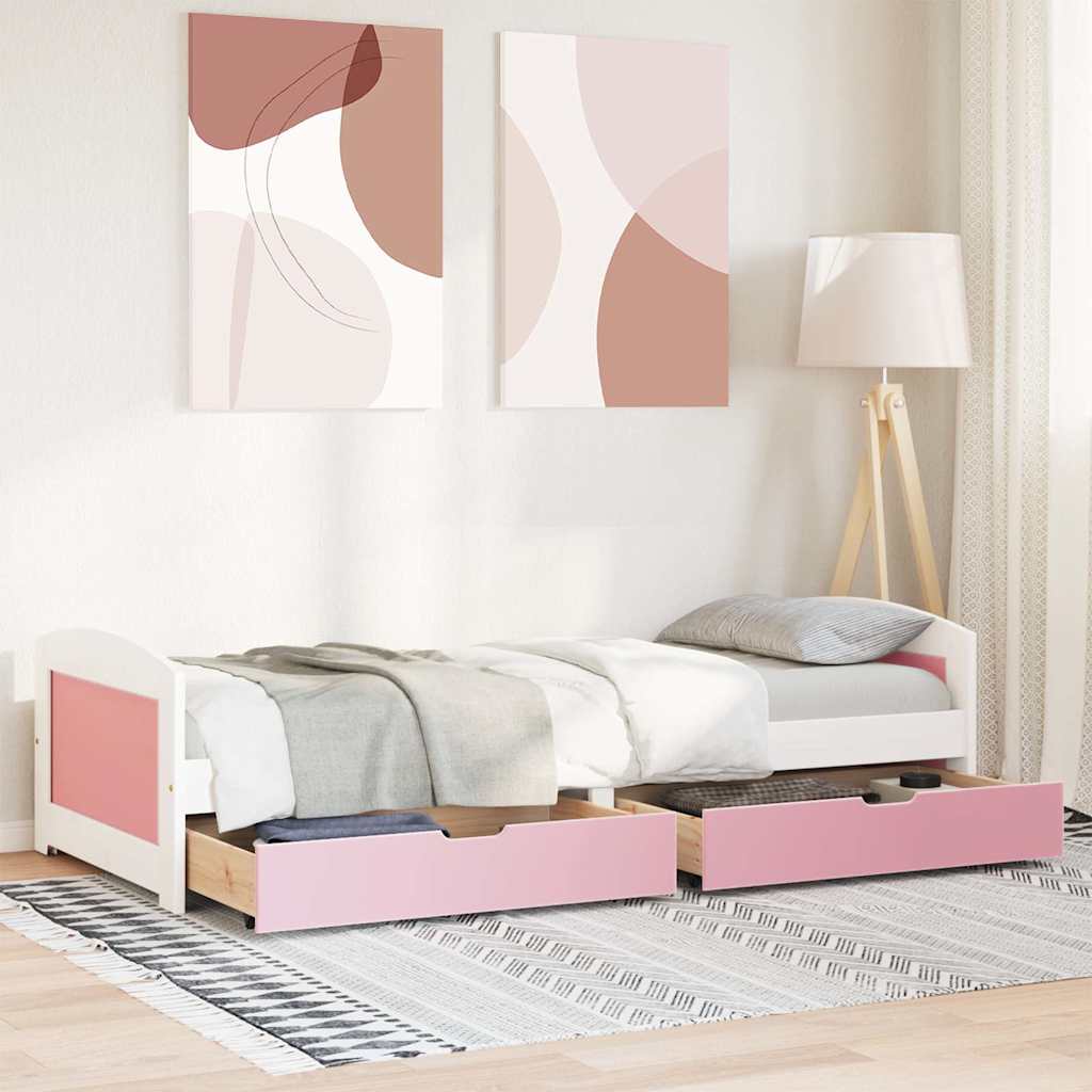 vidaXL Tagesbett mit 2 Schubladen ohne Matratze Weiß Rosa 90x200cm