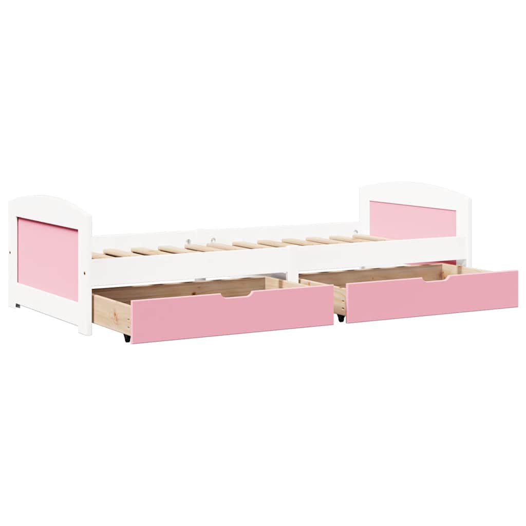 vidaXL Tagesbett mit 2 Schubladen ohne Matratze Weiß Rosa 90x200cm