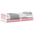 vidaXL Tagesbett mit 2 Schubladen ohne Matratze Weiß Rosa 90x200cm