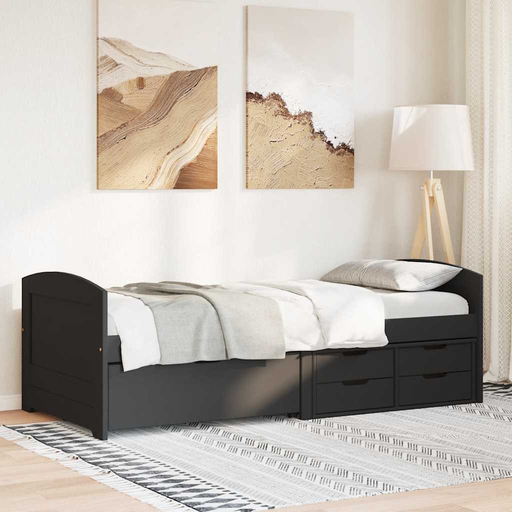 vidaXL Tagesbett mit 5 Schubladen ohne Matratze IRUN Schwarz 90x200cm