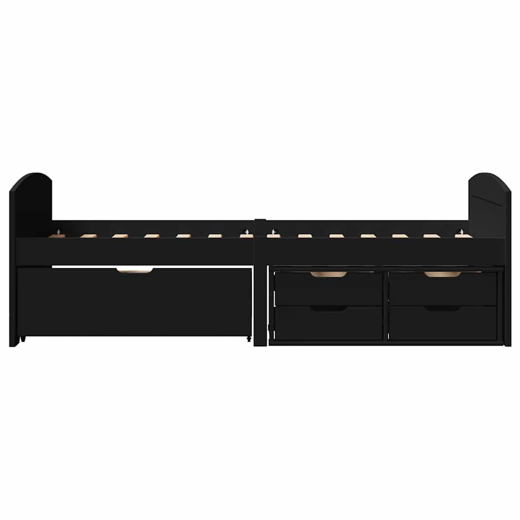 vidaXL Tagesbett mit 5 Schubladen ohne Matratze IRUN Schwarz 90x200cm