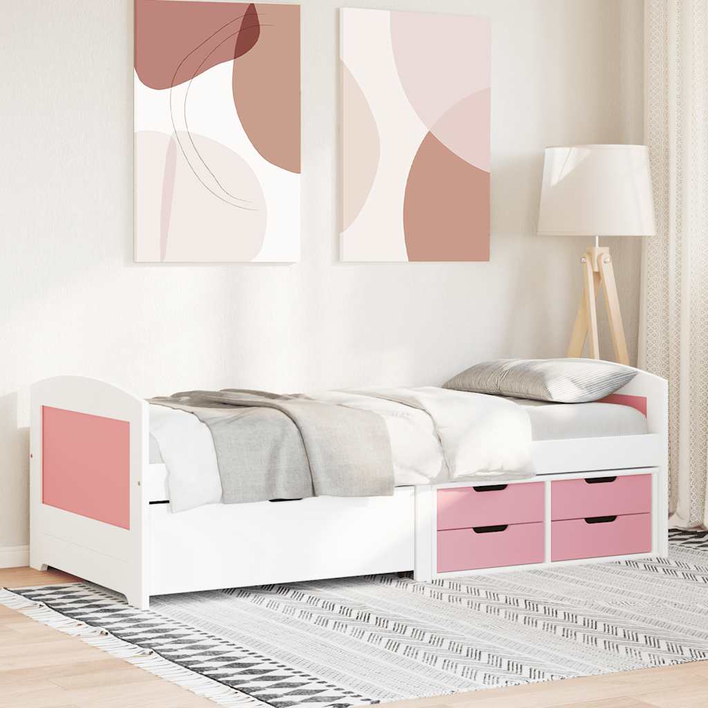 vidaXL Tagesbett mit 5 Schubladen ohne Matratze Weiß Rosa 90x200cm