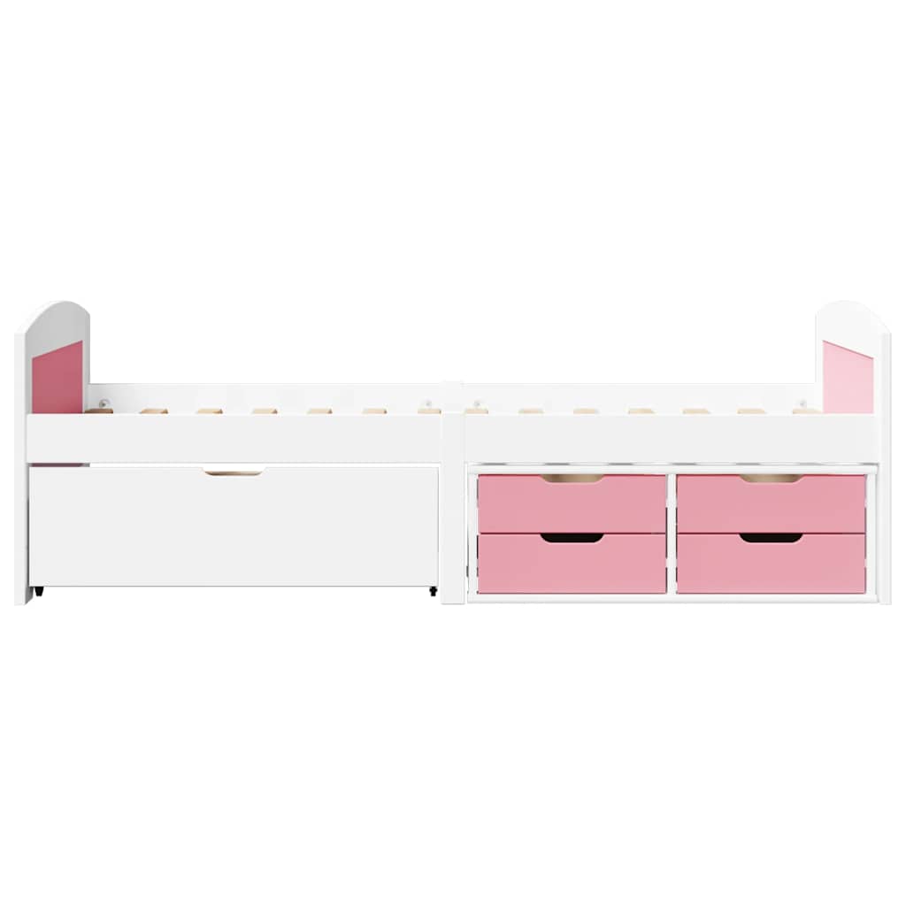 vidaXL Tagesbett mit 5 Schubladen ohne Matratze Weiß Rosa 90x200cm