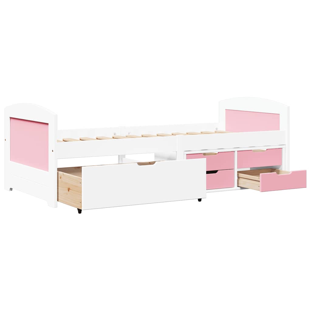 vidaXL Tagesbett mit 5 Schubladen ohne Matratze Weiß Rosa 90x200cm
