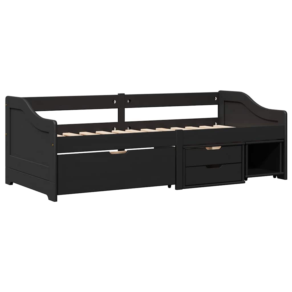 vidaXL Tagesbett mit 3 Schubladen ohne Matratze IRUN Schwarz 90x200cm