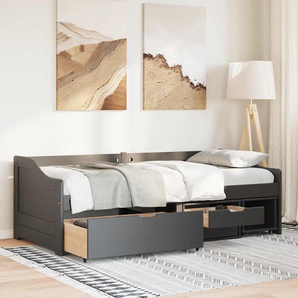 vidaXL Tagesbett mit 3 Schubladen ohne Matratze IRUN Schwarz 90x200cm