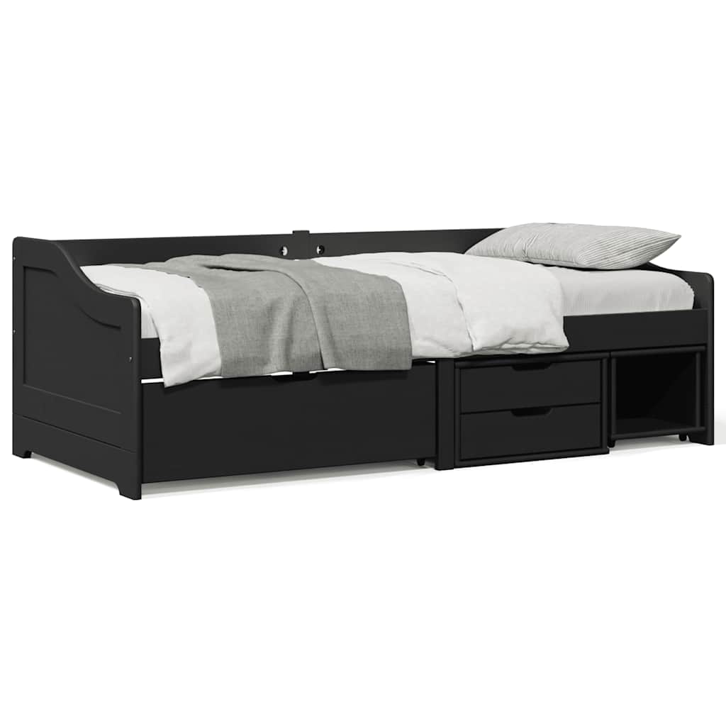 vidaXL Tagesbett mit 3 Schubladen ohne Matratze IRUN Schwarz 90x200cm