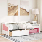 vidaXL Tagesbett mit 3 Schubladen ohne Matratze Weiß Rosa 90x200cm