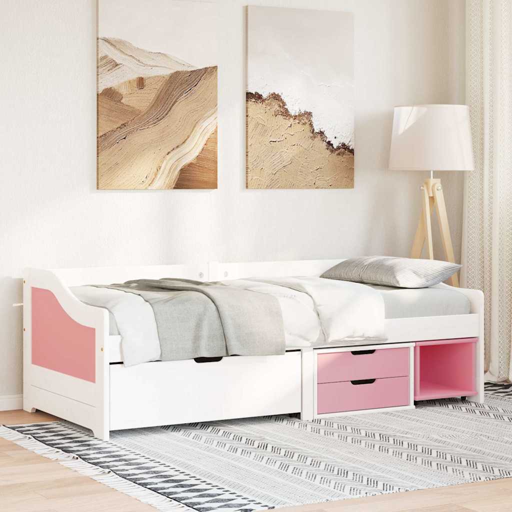 vidaXL Tagesbett mit 3 Schubladen ohne Matratze Weiß Rosa 90x200cm