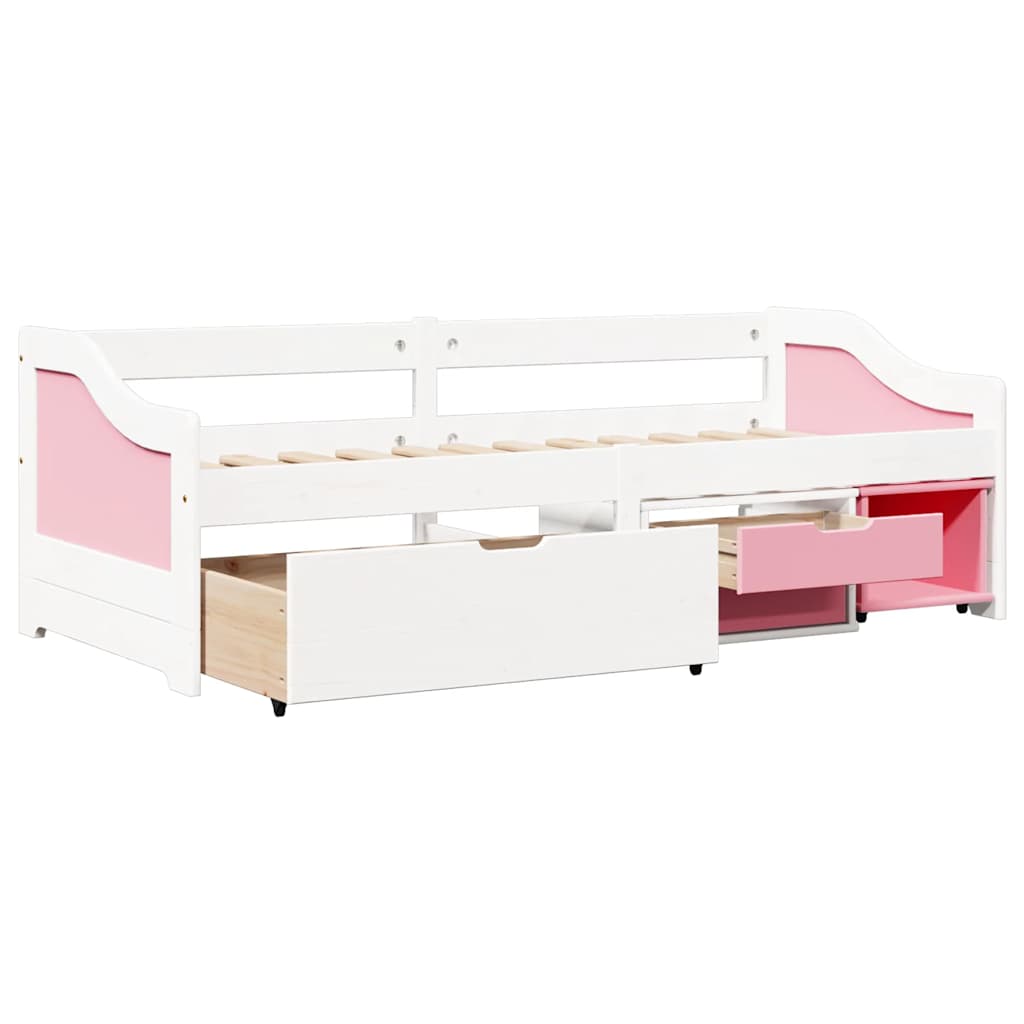 vidaXL Tagesbett mit 3 Schubladen ohne Matratze Weiß Rosa 90x200cm