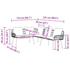 vidaXL Sofa mit Kissen Anthrazit 173 x 231 x 90cm Stahl