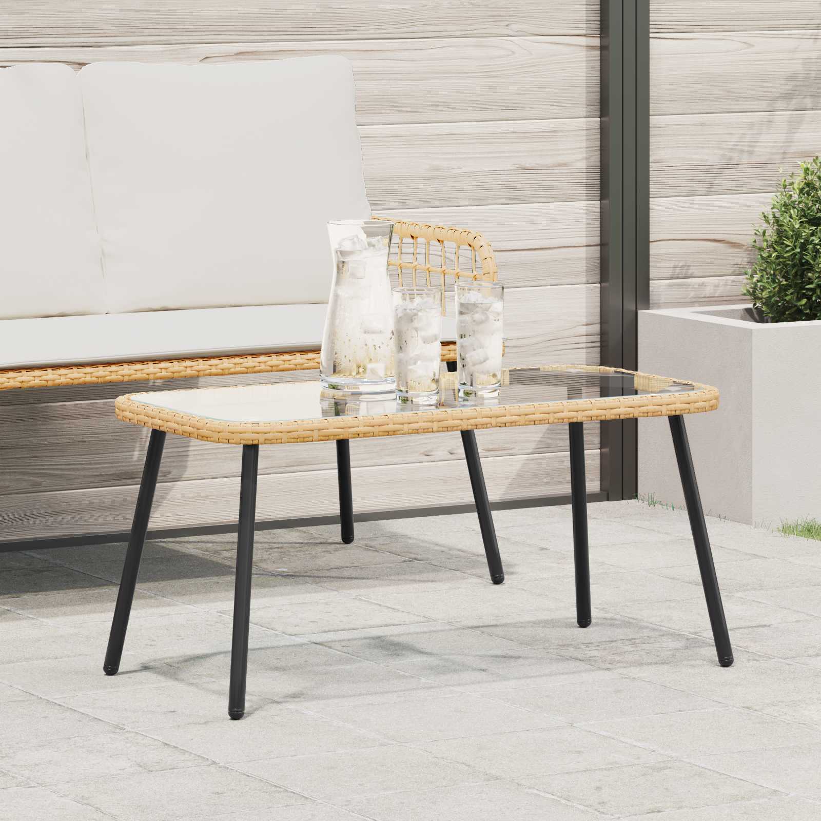 vidaXL Couchtisch Braun und Schwarz 90 x 45 x 43 cm Poly-Rattan