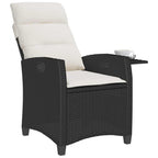 vidaXL Gartensessel mit Beistelltisch Verstellbar Schwarz Poly Rattan