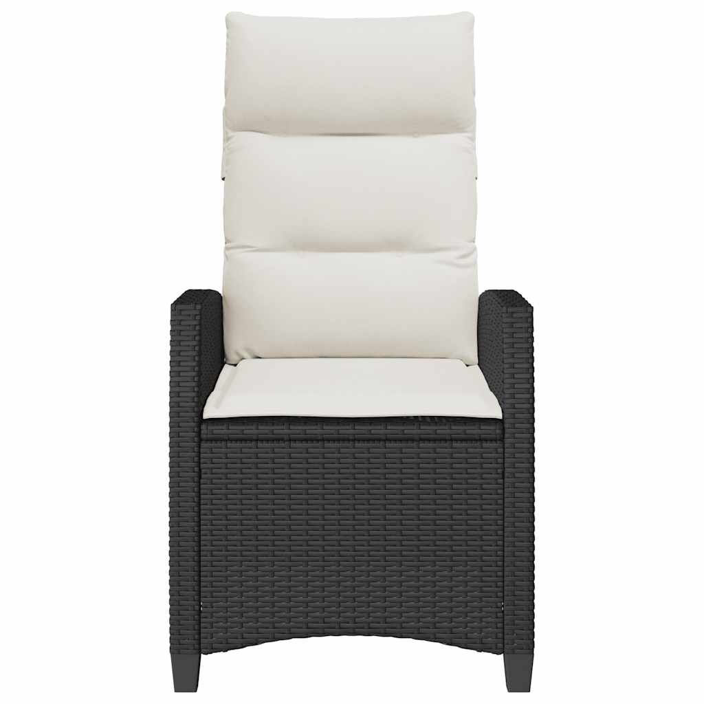 vidaXL Gartensessel mit Beistelltisch Verstellbar Schwarz Poly Rattan