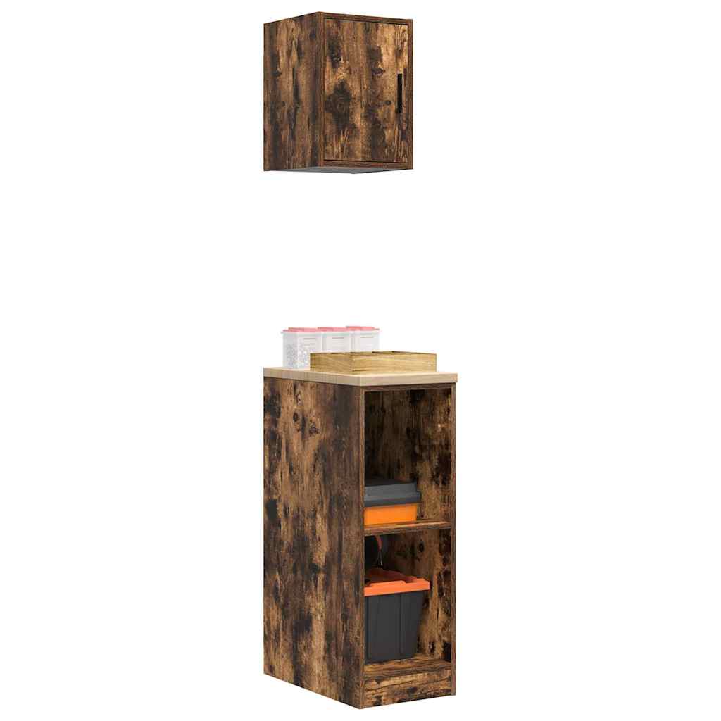 vidaXL Garagenschränke 2 Stk. Räuchereiche Holzwerkstoff
