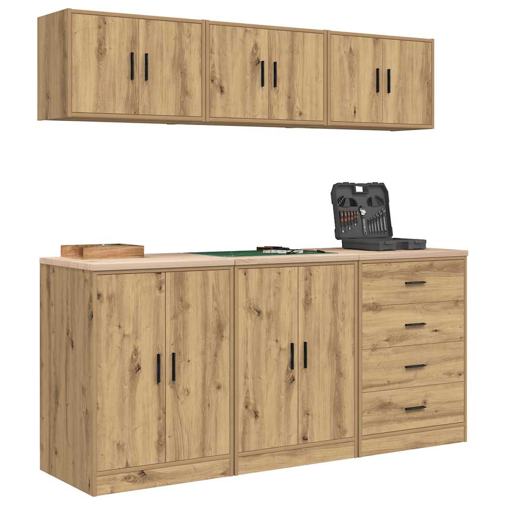 vidaXL Garagenschränke 6 Stk. Artisan-Eiche Holzwerkstoff