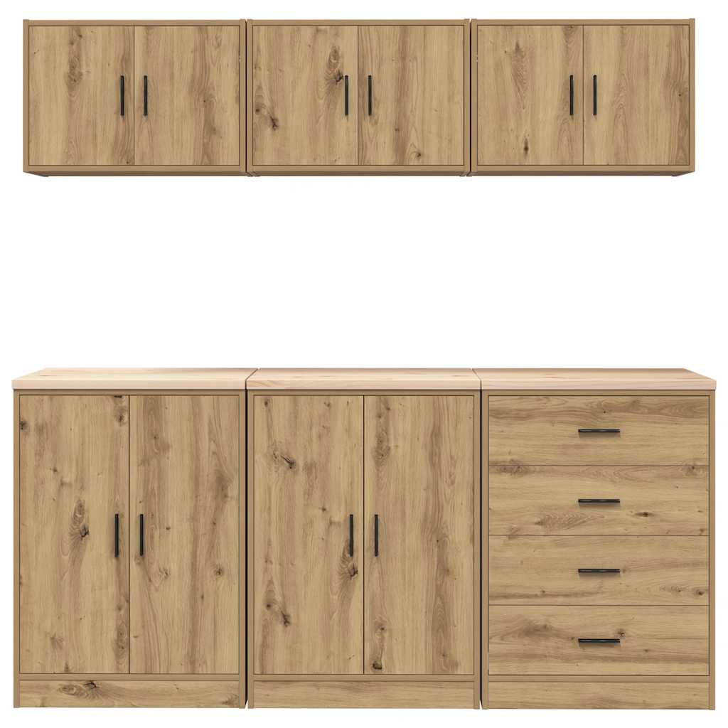 vidaXL Garagenschränke 6 Stk. Artisan-Eiche Holzwerkstoff