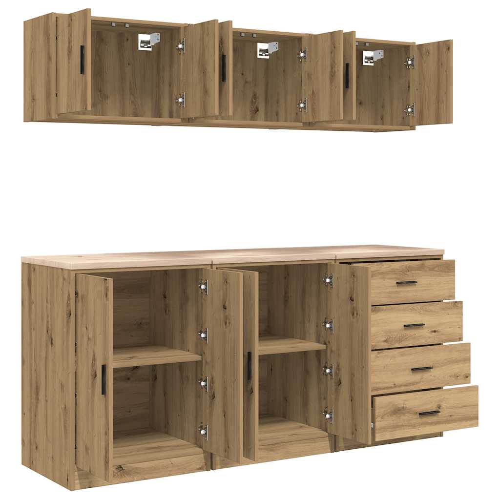 vidaXL Garagenschränke 6 Stk. Artisan-Eiche Holzwerkstoff