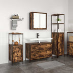 vidaXL Badezimmermöbel-Set 3 pcs Geräucherte Eiche Holzwerkstoff