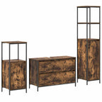 vidaXL Badezimmermöbel-Set 3 pcs Geräucherte Eiche Holzwerkstoff