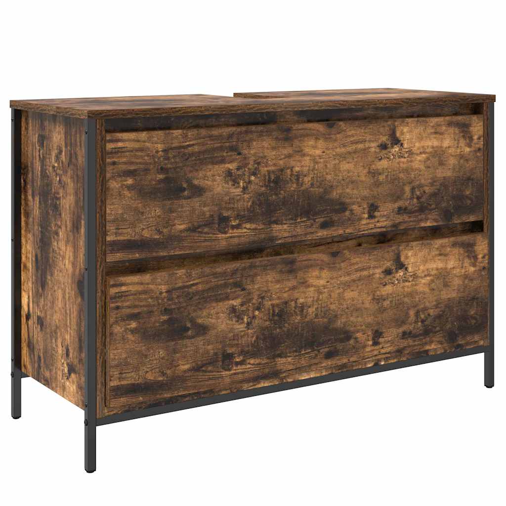 vidaXL Badezimmermöbel-Set 3 pcs Geräucherte Eiche Holzwerkstoff