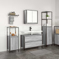 vidaXL Badezimmermöbel-Set mit Regal 3 pcs Graues Sonoma Holzwerkstoff