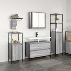 vidaXL Badezimmermöbel-Set mit Regal 3 pcs Graues Sonoma Holzwerkstoff